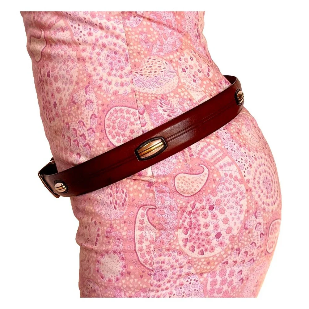 NEW Onyx by Brighton Ranger Belt Mens Size 38 Brown Italian Calfskin VTG